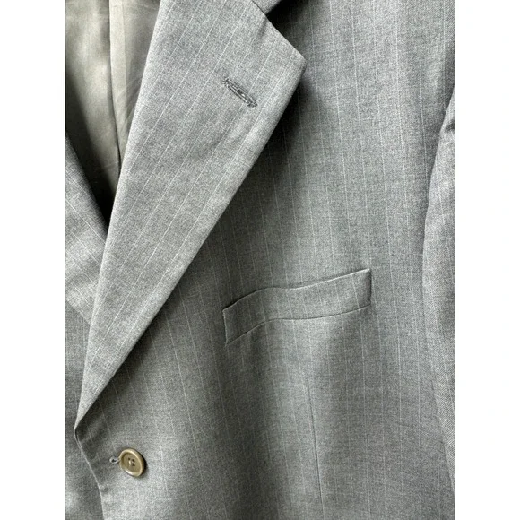 Brooks‎ Brothers Mens Blazer 48RG Gray Pinstripe Super 110s Wool Sport Coat